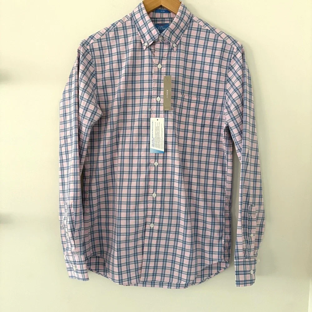 J. Crew NWT Cool-Max Button-Up Shirt – Size Small Soft Stretch Performance Plaid